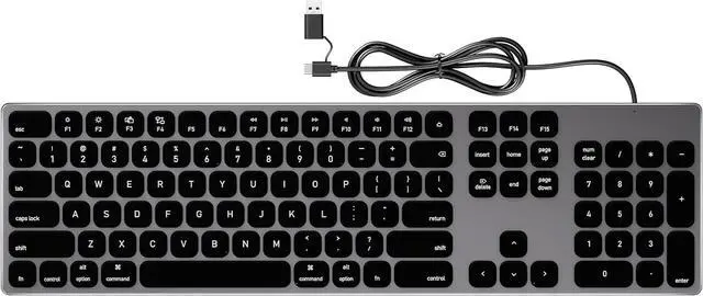 Main image of Aluminum Wired Keyboard for Apple MAC Computer/iMac and MacBook Pro Notebook, 180CM Cable Connection USB Keyboard with Numerical Keypad Work as Magic Keyboard-Black