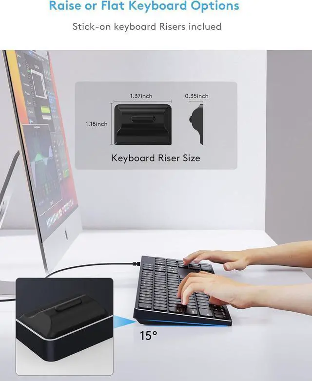 Alt view image 6 of 7 - Aluminum Wired Keyboard for Apple MAC Computer/iMac and MacBook Pro Notebook, 180CM Cable Connection USB Keyboard with Numerical Keypad Work as Magic Keyboard-Black