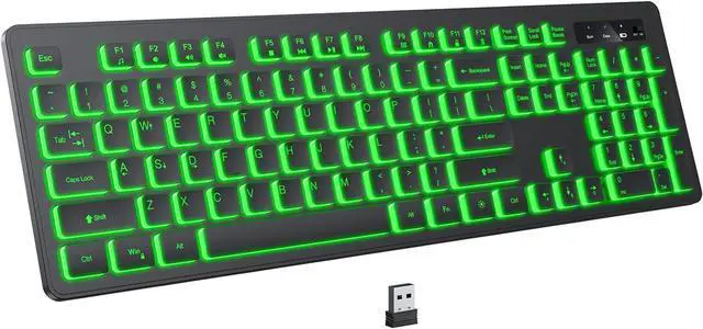 Main image of Backlit Wireless Keyboard, 2.4G Silent Wireless Light Up Keyboard, Full Size Computer Keyboards with 7 Colored Backlits, Rechargeable Keyboards for Windows, PC, Laptop