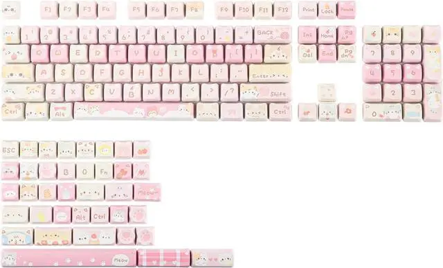 Main image of KiiBoom x Maorbeng Meow Meow Squad Keycaps Set, Dye-Sublimation PBT, Mao Profile, 142 Keys Custom Keycaps for ANSI Layout, MX Switches Mechanical Gaming Keyboard