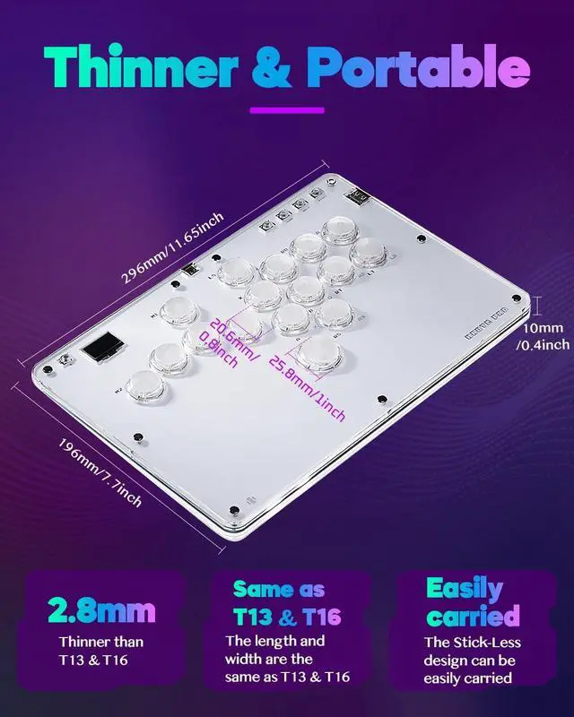 Alt view image 2 of 7 - Sehawei Arcade Stick R16 All-Button Arcade Controller 16Keys for PC/Ps3/Ps4/Switch/Steam,Fight Stick for Fighting Games with Custom RGB & Turbo Functions & Hot Swap