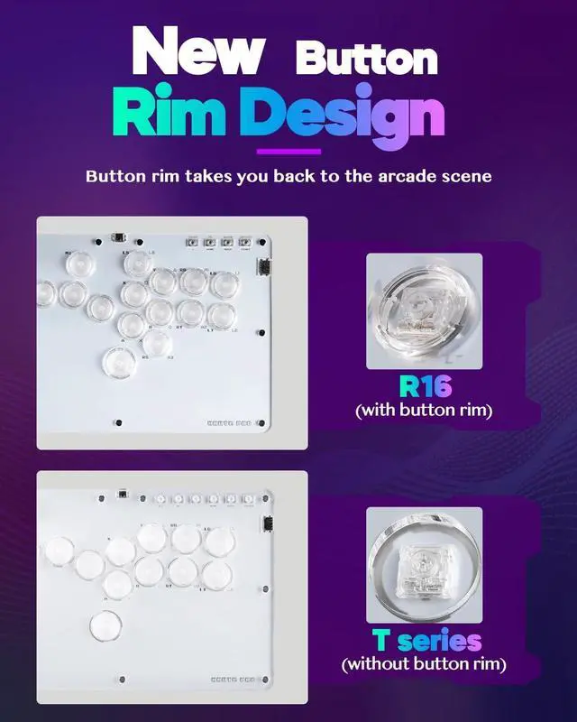 Alt view image 3 of 7 - Sehawei Arcade Stick R16 All-Button Arcade Controller 16Keys for PC/Ps3/Ps4/Switch/Steam,Fight Stick for Fighting Games with Custom RGB & Turbo Functions & Hot Swap