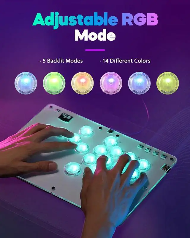 Alt view image 5 of 7 - Sehawei Arcade Stick R16 All-Button Arcade Controller 16Keys for PC/Ps3/Ps4/Switch/Steam,Fight Stick for Fighting Games with Custom RGB & Turbo Functions & Hot Swap