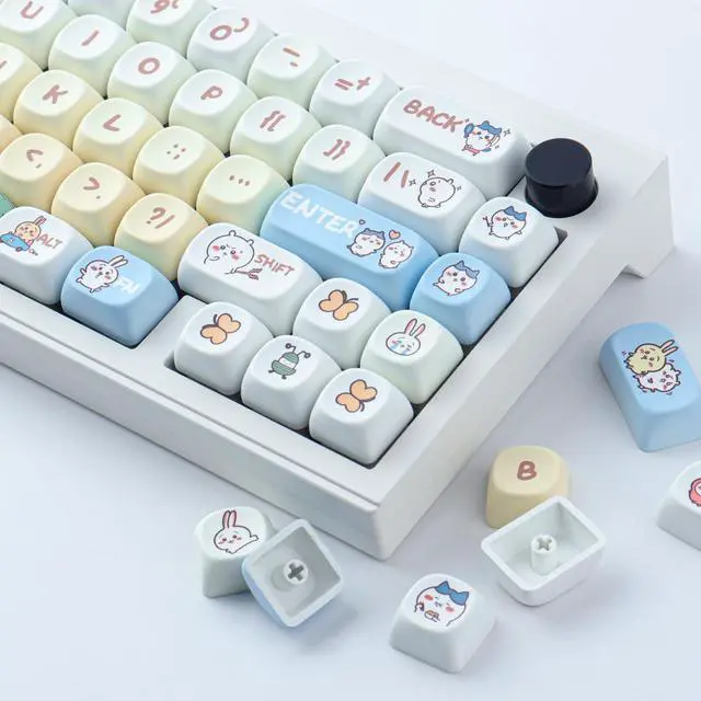 Alt view image 2 of 7 - PBT Keycaps 145 Keys MOA Profile Cute Keycaps Dye-Sublimation Kawaii Anime Keycaps for Cherry Gateron MX Switches Mechanical Keyboards