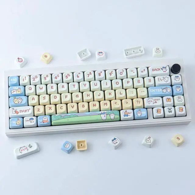 Alt view image 3 of 7 - PBT Keycaps 145 Keys MOA Profile Cute Keycaps Dye-Sublimation Kawaii Anime Keycaps for Cherry Gateron MX Switches Mechanical Keyboards