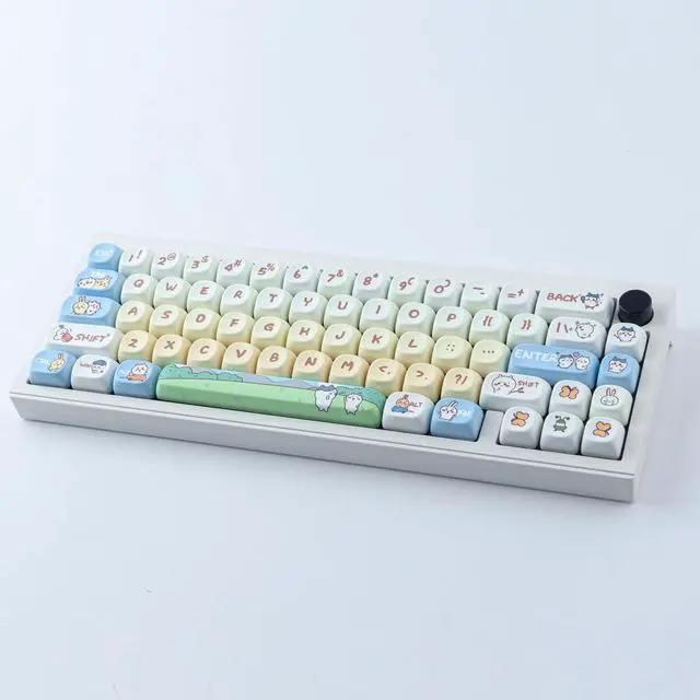 Alt view image 4 of 7 - PBT Keycaps 145 Keys MOA Profile Cute Keycaps Dye-Sublimation Kawaii Anime Keycaps for Cherry Gateron MX Switches Mechanical Keyboards