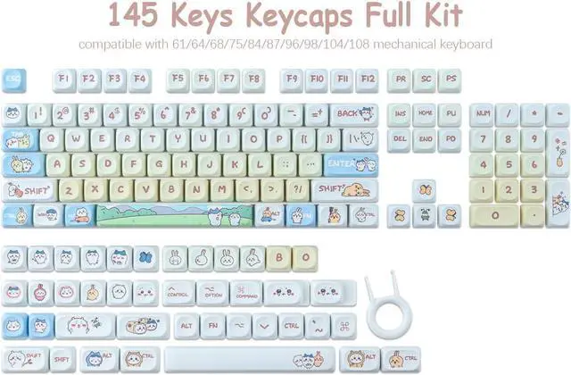 Alt view image 6 of 7 - PBT Keycaps 145 Keys MOA Profile Cute Keycaps Dye-Sublimation Kawaii Anime Keycaps for Cherry Gateron MX Switches Mechanical Keyboards