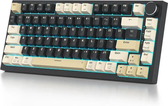 Main image of 82 Keys Wireless Gaming Keyboard 75 Percent,Triple Mode Bluetooth/2.4Ghz/USB Pre-lubed Hot Swappable Mechanical Keyboard, w/Knob&Sound-Absorbing Pads,4000mAh Battery for Mac/Win (Black)