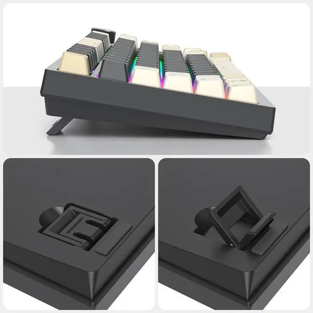 Alt view image 7 of 7 - 82 Keys Wireless Gaming Keyboard 75 Percent,Triple Mode Bluetooth/2.4Ghz/USB Pre-lubed Hot Swappable Mechanical Keyboard, w/Knob&Sound-Absorbing Pads,4000mAh Battery for Mac/Win (Black)