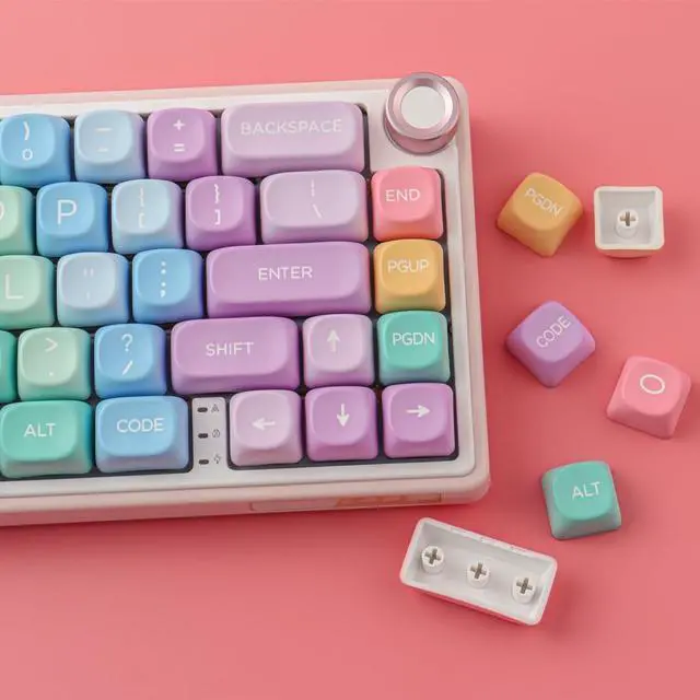 Alt view image 3 of 7 - Tsungup MOA Profile Keycaps,PBT Cute Rainbow Candy Keycaps 126 Keys Dye-Sublimation Custom Keycap Set with Keycap Puller for Cherry Gateron MX Swithes Mechanical Keyboards