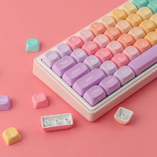 Alt view image 4 of 7 - Tsungup MOA Profile Keycaps,PBT Cute Rainbow Candy Keycaps 126 Keys Dye-Sublimation Custom Keycap Set with Keycap Puller for Cherry Gateron MX Swithes Mechanical Keyboards