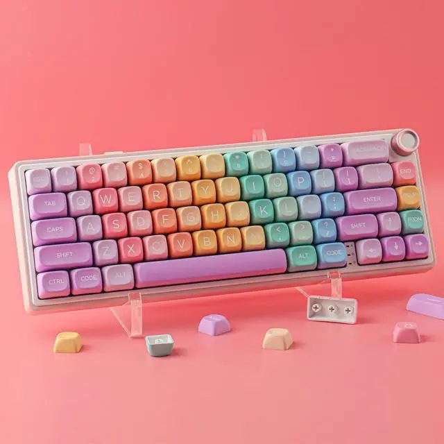 Alt view image 6 of 7 - Tsungup MOA Profile Keycaps,PBT Cute Rainbow Candy Keycaps 126 Keys Dye-Sublimation Custom Keycap Set with Keycap Puller for Cherry Gateron MX Swithes Mechanical Keyboards