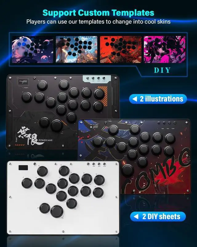 Alt view image 5 of 7 - Sehawei Haute42 Arcade Stick U16 All-Button Gamerfinger with Custom RGB & Turbo Functions,Arcade Controller Street Fight for PC/Ps3/Ps4/Switch/Steam Game Keyboard-Supports Hot Swap & SOCD