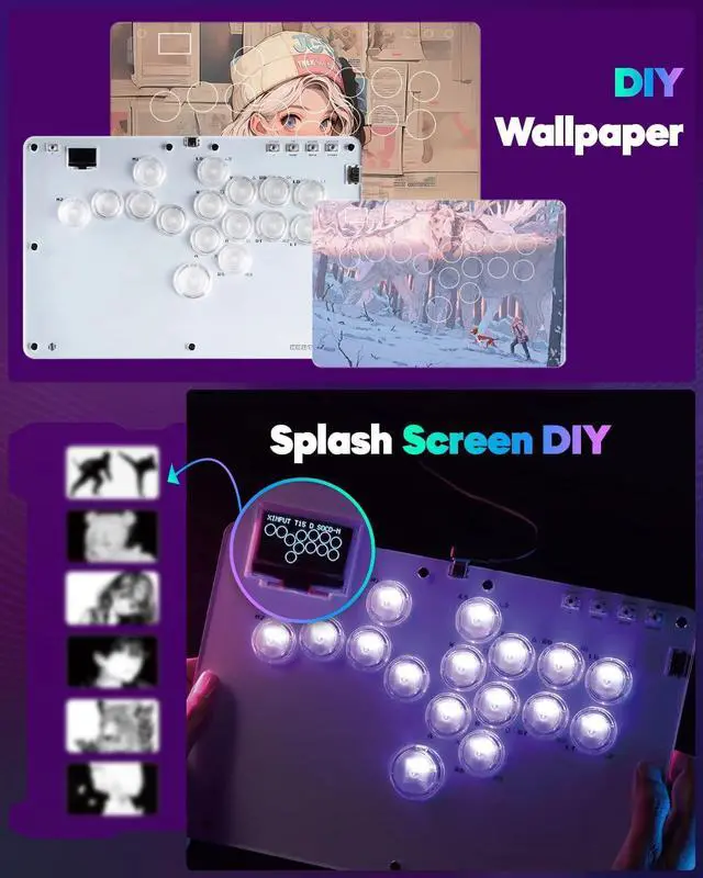 Alt view image 7 of 7 - Sehawei Arcade Stick R16 All-Button Arcade Controller 16Keys for PC/Ps3/Ps4/Switch/Steam,Fight Stick for Fighting Games with Custom RGB & Turbo Functions & Hot Swap