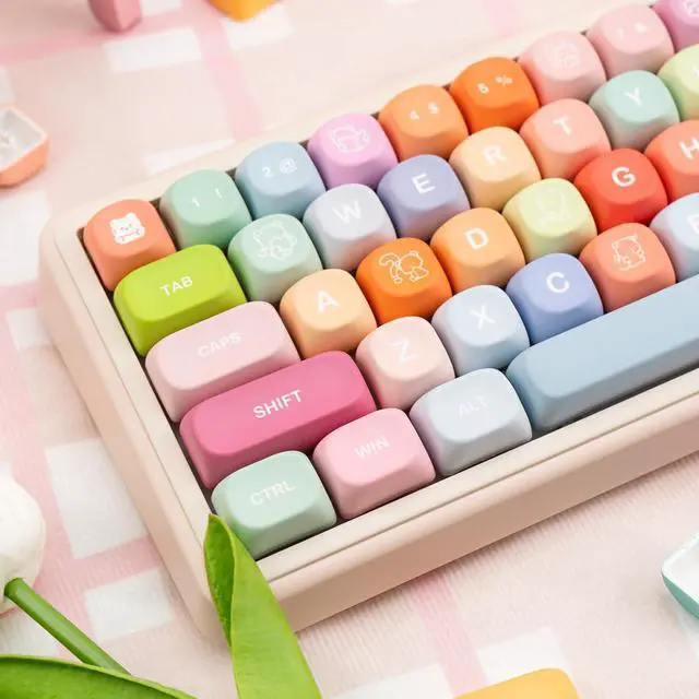 Alt view image 4 of 7 - COOMICKEY Cute PBT Keycaps 133 Keys Candy Bear Custom Keycaps Dye Sublimation MOA Profile Keycaps Colorful Animes Keycaps Set for Cherry Gateron MX Swithes Mechanical Keyboards
