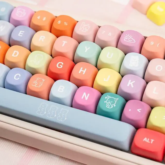 Alt view image 5 of 7 - COOMICKEY Cute PBT Keycaps 133 Keys Candy Bear Custom Keycaps Dye Sublimation MOA Profile Keycaps Colorful Animes Keycaps Set for Cherry Gateron MX Swithes Mechanical Keyboards