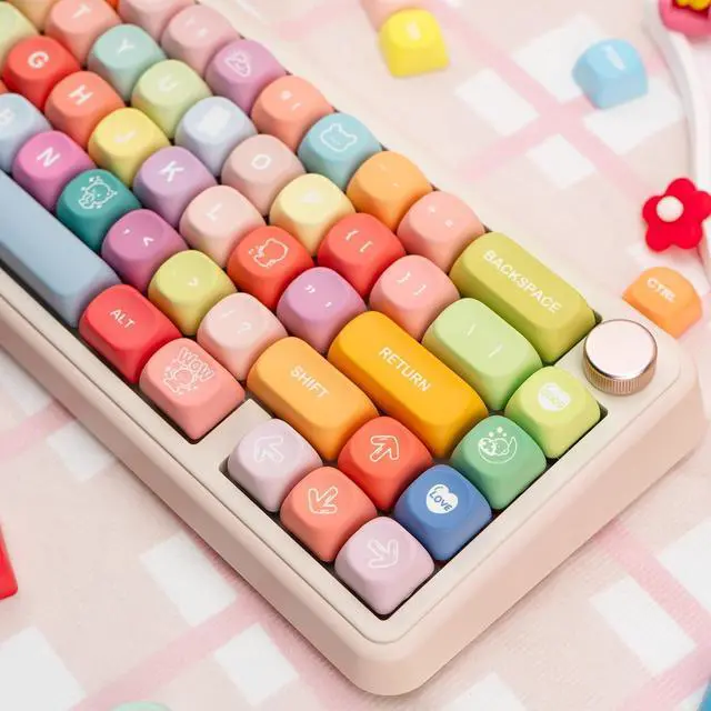 Alt view image 6 of 7 - COOMICKEY Cute PBT Keycaps 133 Keys Candy Bear Custom Keycaps Dye Sublimation MOA Profile Keycaps Colorful Animes Keycaps Set for Cherry Gateron MX Swithes Mechanical Keyboards