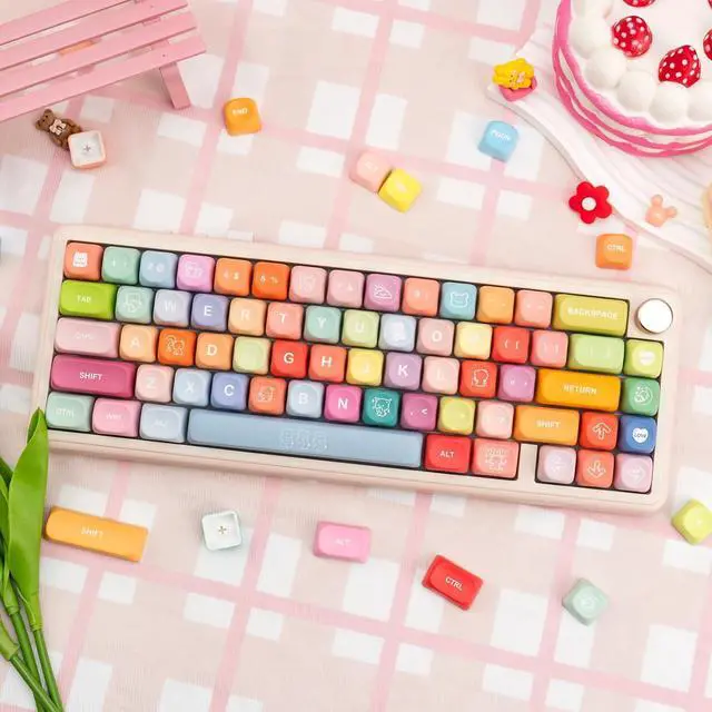 Alt view image 7 of 7 - COOMICKEY Cute PBT Keycaps 133 Keys Candy Bear Custom Keycaps Dye Sublimation MOA Profile Keycaps Colorful Animes Keycaps Set for Cherry Gateron MX Swithes Mechanical Keyboards