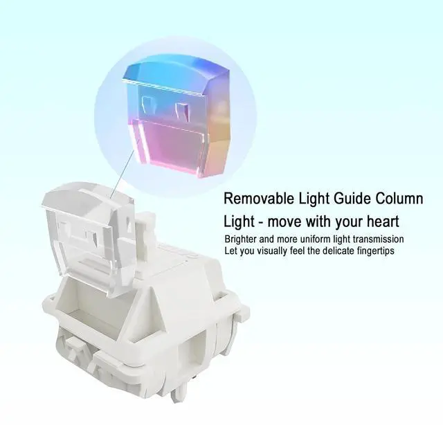 Alt view image 2 of 7 - Gateron Smoothie Keyboard Switch for Mechanical Gaming Keyboard,Linear 40gf 5-Pin Factory Pre-lubed 22mm Dual-Stage Spring RGB LED Full POM White Keyboard Switch(Smoothie 72PCS)