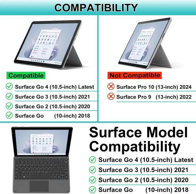 Alt view image 7 of 7 - Arteck Microsoft Surface Go 10.5-inch Type Cover, Ultra-Slim Portable Bluetooth Wireless Keyboard with Touchpad for Latest Surface Go 4, 3 (2021), 2 (2020) and Built-in Rechargeable Battery