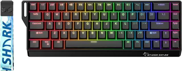 Main image of GK GAMAKAY x NaughShark NS68 Rapid Trigger Wired Gaming Keyboard, 65% Hall Effect Mechanical Keyboard, 8KHz Polling Rate 0.01mm RT, Snap Tap, Outemu Peach Crystal Magnetic Switch (Black-Shine Through)