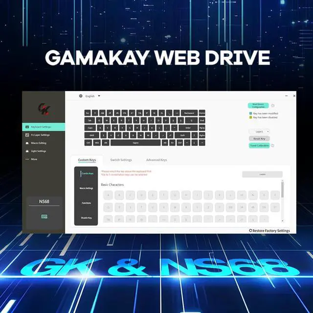 Alt view image 6 of 7 - GK GAMAKAY x NaughShark NS68 Hall Effect Rapid Trigger Wireless Gaming Keyboard, Bluetooth/USB-C/2.4GHz 8KHz Polling Rate 0.01mm RT,Outemu Peach Crystal Magnetic Switch Keyboard (White-Shine Through)