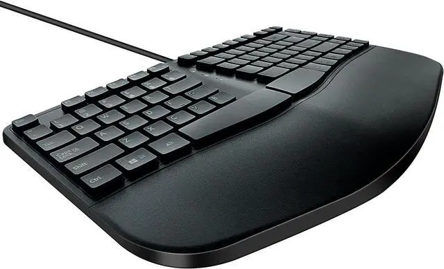 Alt view image 2 of 5 - MCSaite Wired USB Compact Ergonomic Keyboard - Split Keyboard with Cushioned Wrist and Palm Support - 15.9x8.66x1.18 inches - Black - US English