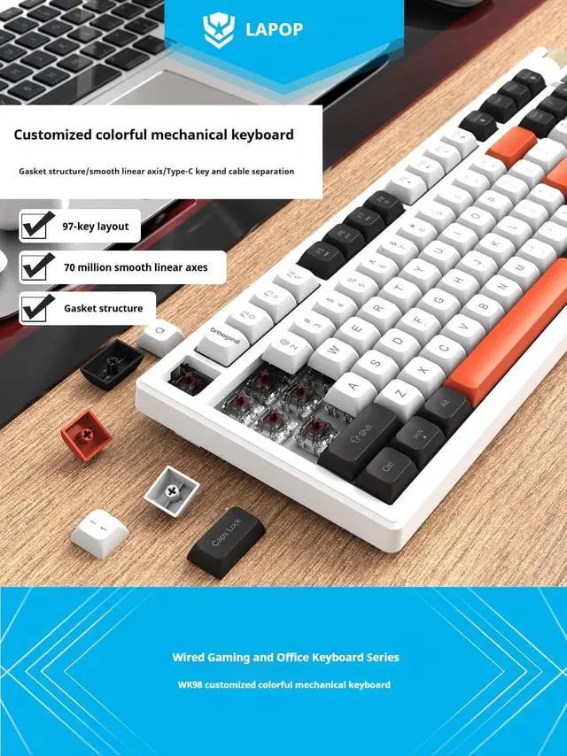 Alt view image 2 of 7 - Hot Swappable Mechanical Gaming Keyboard 85% with Media Knob Magnetic Switch Computer RGB, Linear Red Switches (Blue/Yellow/White)