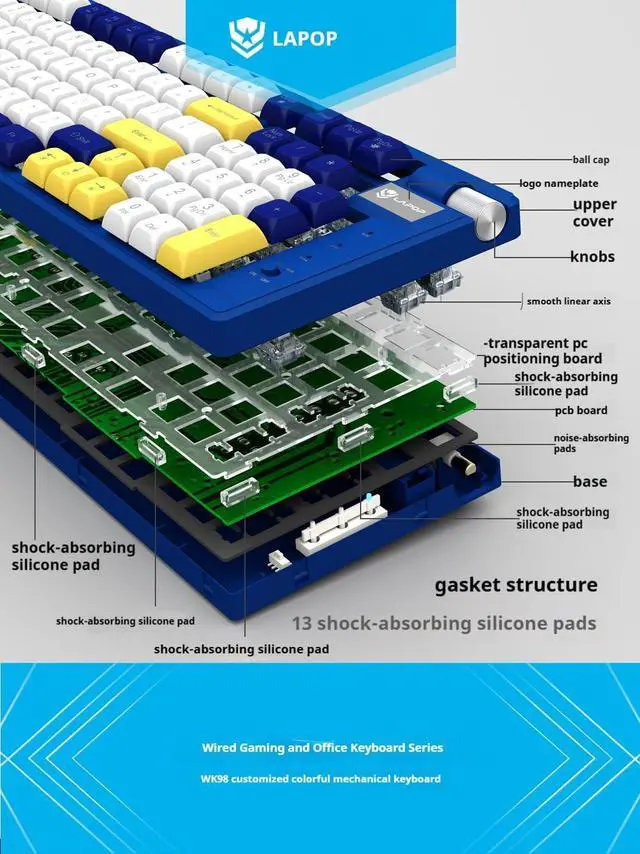 Alt view image 3 of 7 - Hot Swappable Mechanical Gaming Keyboard 85% with Media Knob Magnetic Switch Computer RGB, Linear Red Switches (Blue/Yellow/White)