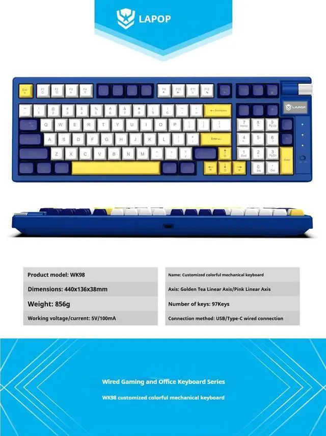 Alt view image 5 of 7 - Hot Swappable Mechanical Gaming Keyboard 85% with Media Knob Magnetic Switch Computer RGB, Linear Red Switches (Blue/Yellow/White)