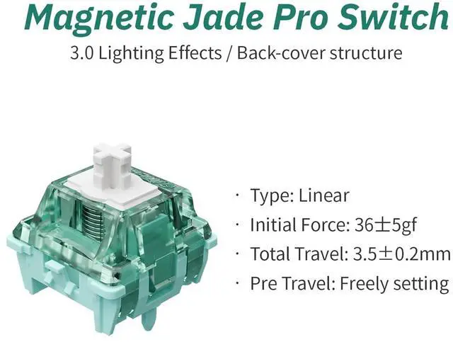 Alt view image 2 of 7 - GATERON Magnetic Jade Pro Keyboard Switches, Linear Factory Pre-lubed Freely Setting Pre-Travel 20 mm Longer Spring Key Switches for Mechanical Keyboard (70 Pieces)