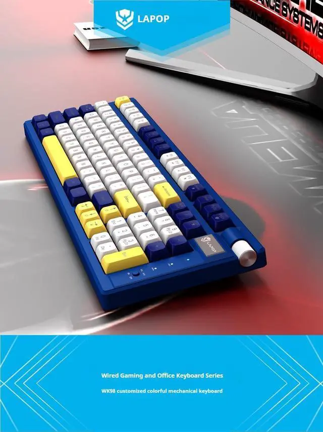 Alt view image 7 of 7 - Hot Swappable Mechanical Gaming Keyboard 85% with Media Knob Magnetic Switch Computer RGB, Linear Red Switches (Blue/Yellow/White)