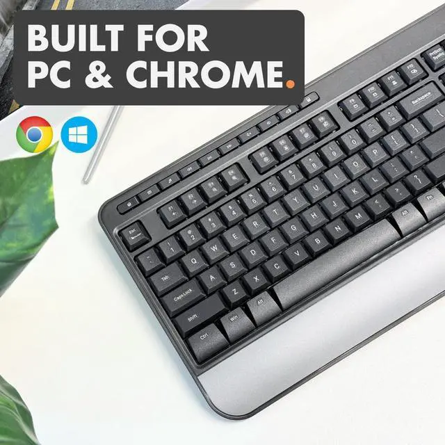 Alt view image 6 of 7 - X9 Wired Keyboard - Comfortable Typing - Ergonomic Full Size USB Keyboard with Wrist Rest, Number Pad, Multimedia and 114 Keys - External Computer Keyboard for Laptop, Desktop and Office PC