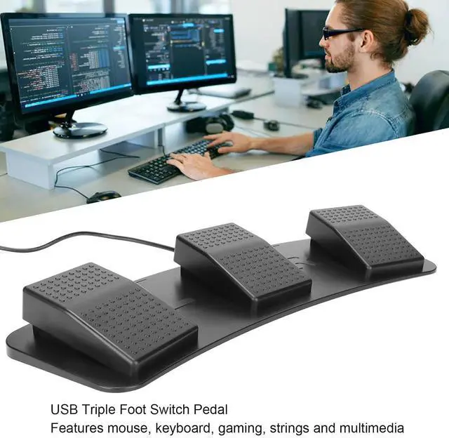 Alt view image 2 of 7 - USB Foot Pedal PC Triple Foot Switch, PC USB Triple Foot Switch Pedal 3 Three Key Footswitch Program Customized Computer Keyboard Mouse for Playing Games