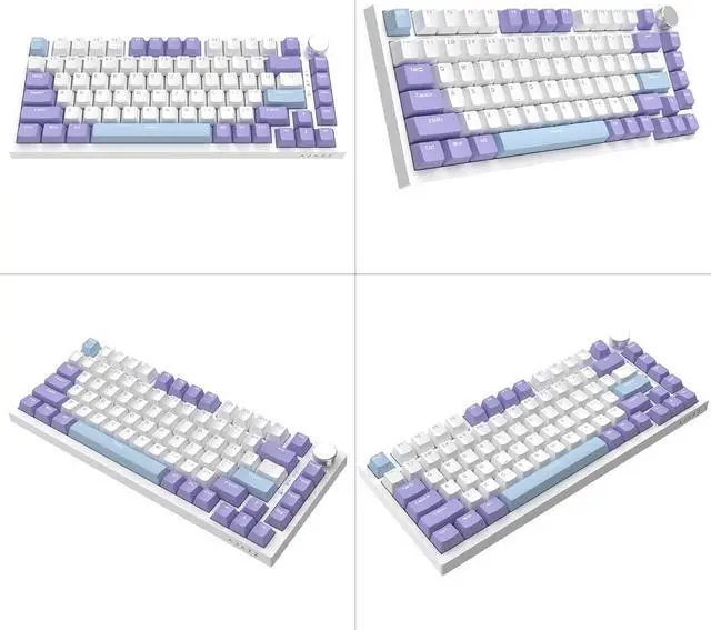 Alt view image 4 of 7 - AJAZZ AK820 75% Wired RGB Gasket Mechanical Keyboard with Volume Knob, Compact 82 Keys Hot-Swap Keyboard, OME Profile PBT Keycap, Detachable Type-C Cable (Purple&Blue)