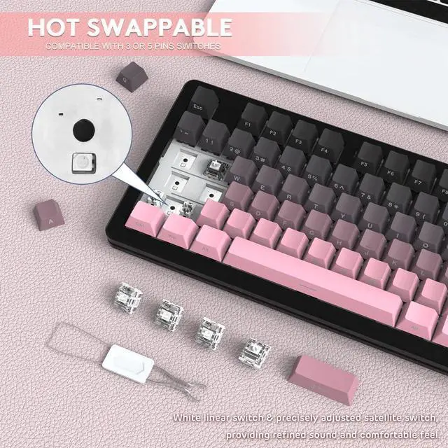 Alt view image 5 of 7 - ATTACK SHARK M87 PRO Wireless Mechanical Gaming Keyboard,Hot Swappable Gasket RGB Custom Keyboard,Linear Switch&Side Printed PBT Keycaps,BT5.0/2.4Ghz/Type-C,5000mAh Battery for Win Mac(BlackBerry)