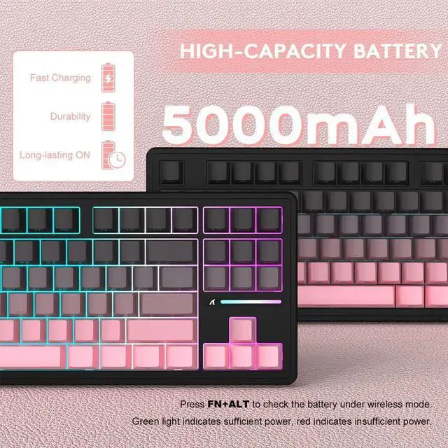 Alt view image 7 of 7 - ATTACK SHARK M87 PRO Wireless Mechanical Gaming Keyboard,Hot Swappable Gasket RGB Custom Keyboard,Linear Switch&Side Printed PBT Keycaps,BT5.0/2.4Ghz/Type-C,5000mAh Battery for Win Mac(BlackBerry)