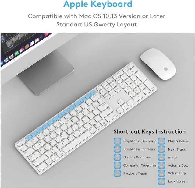 Alt view image 6 of 7 - Wireless Keyboard for Apple Mac OS Devices- Foldable Kickstand for Comfortable Typing, Lasting Working 120 Days Rechargeable Bluetooth Keyboard with Numeric Keypad for iMac/Mac mini/MacBook Pro/Air