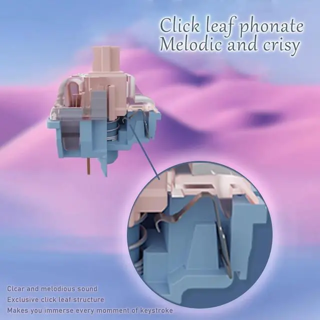 Alt view image 4 of 6 - Gateron Melodic Keyboard Switch,Clicky 5 Pin RGB LED Factory Pre-lubed 60gf Key Switches for Mechanical Gaming Keyboard(Melodic,72pcs)