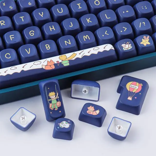 Alt view image 5 of 7 - TYRIXKI PBT Keycaps 148 Keys Custom Little Prince Keycap Set Cute MOA Profile Keycaps Dye-Sublimation for Cherry Gateron MX Swithes 60% Mechanical Keyboards