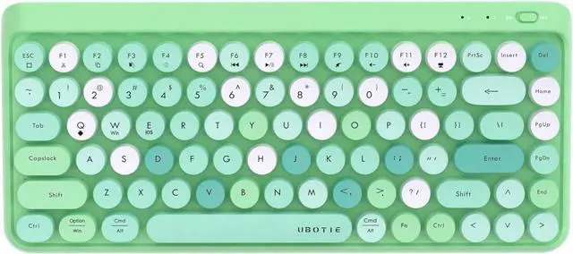 Main image of UBOTIE Portable Bluetooth Colorful Computer Keyboards, Wireless Mini Compact Retro Typewriter Flexible 84Keys Design Keyboard (Green-Colorful)