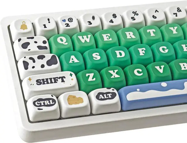 Main image of TYRIXKI PBT Keycaps 126 Keys Cute Keycaps Dye-Sublimation Milk Cow Pasture Keycap MOA Profile Custom Keycap for Cherry Gateron MX Swithes Mechanical Keyboards