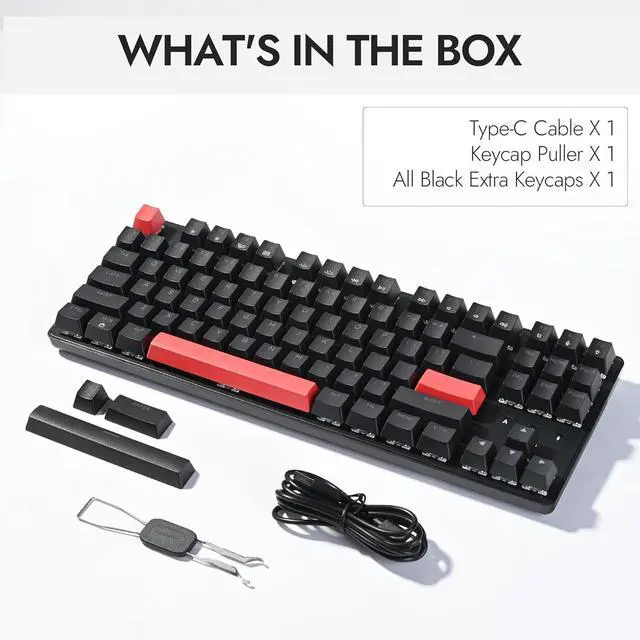 Alt view image 6 of 7 - X1 Wired Mechanical Keyboard, QMK Programmable TKL Layout with Pre-Lubed Tactile Switch, North-Facing Red Backlit NKRO Compatible with Windows