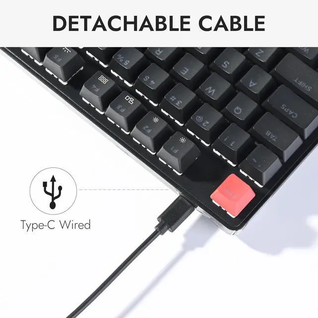 Alt view image 5 of 7 - X1 Wired Mechanical Keyboard, QMK Programmable TKL Layout with Pre-Lubed Tactile Switch, North-Facing Red Backlit NKRO Compatible with Windows