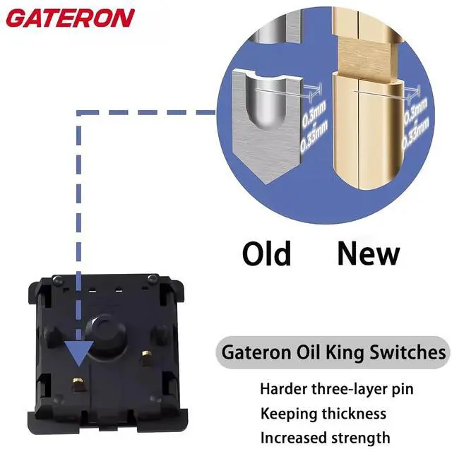 Alt view image 5 of 6 - Gateron Oil King Keyboard Switches -108pack,5-pin 55gf/pre-Lubricated/Full Pom/Black Plated Spring/high Life/Office Typing/Linear switches for MX Mechanical Keyboard