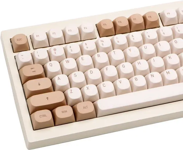 Main image of 119 Keys Retro Minimalist Brown and Grey Keycaps, Custom MA Profile PBT Dye Sub Keycaps for ANSI Layout Cherry Mx Mechanical Keyboard (Only Keycap)
