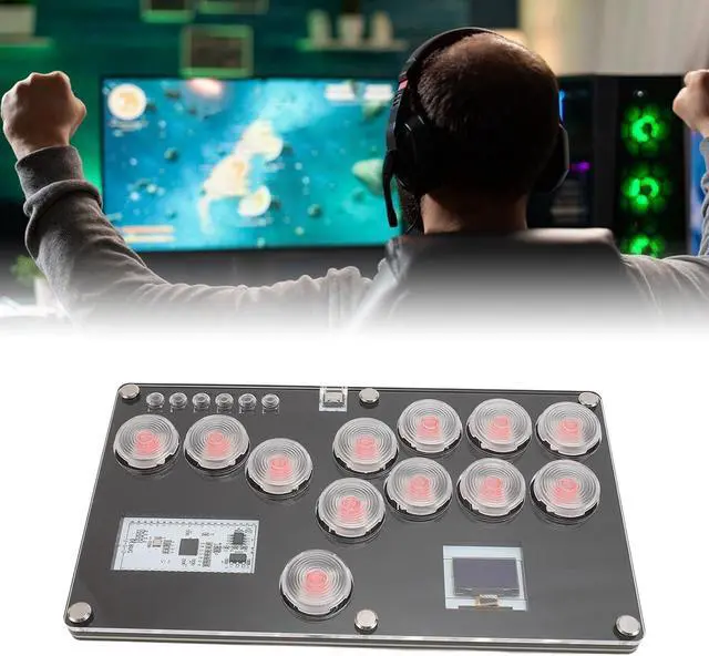 Alt view image 4 of 7 - Stick 12 Keys Leverless Gaming Controller, All Button Controller Street Fight Pad with Custom RGB & Turbo Functions for PC Steam Gaming Keyboard