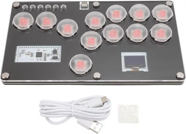 Alt view image 6 of 7 - Stick 12 Keys Leverless Gaming Controller, All Button Controller Street Fight Pad with Custom RGB & Turbo Functions for PC Steam Gaming Keyboard