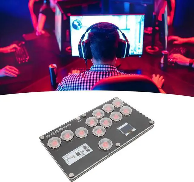 Alt view image 5 of 7 - Stick 12 Keys Leverless Gaming Controller, All Button Controller Street Fight Pad with Custom RGB & Turbo Functions for PC Steam Gaming Keyboard