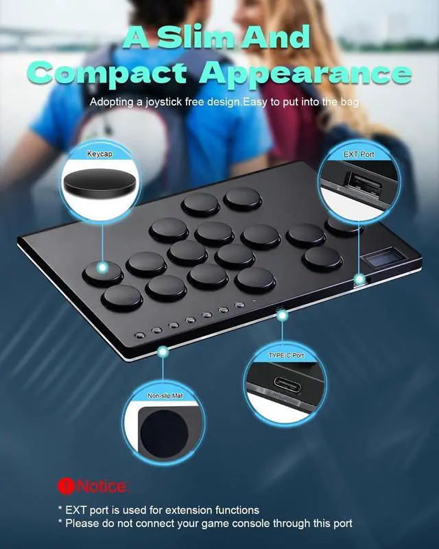 Alt view image 7 of 7 - All Metal Arcade Stick M16, All-Button Arcade Controller for Switch, PC, PS4, PS3, Steam Deck, Arcade Fight Stick Joystick with Turbo & Custom RGB, Supports Hot-Swap & SOCD